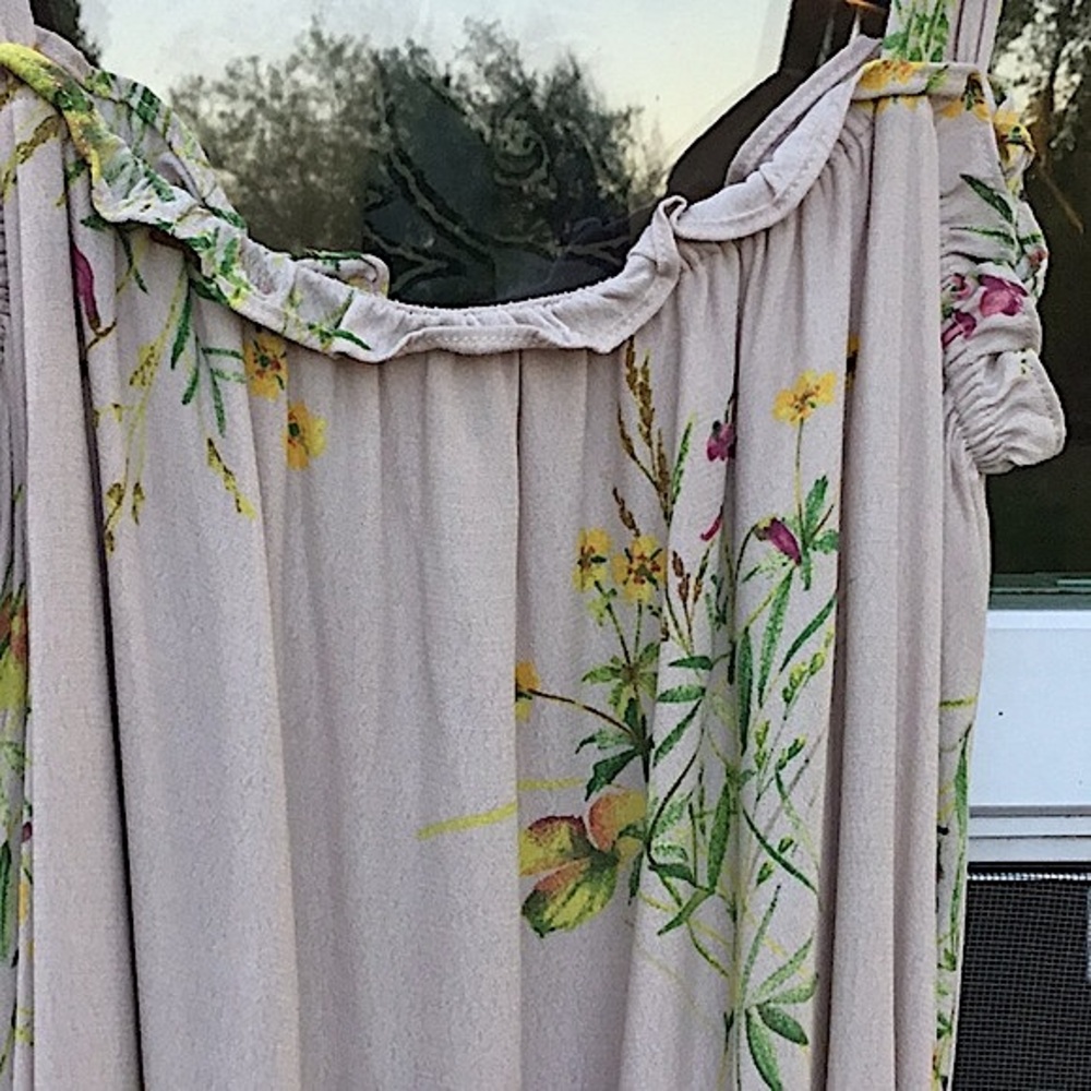 A Loves A Prairie Tan Multiple Color Floral Ruffle Maxi Sleeveless Dress - Picture 11 of 14